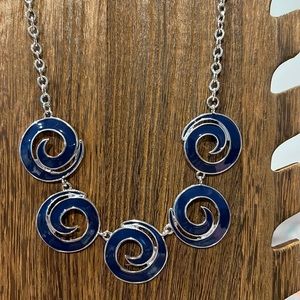 3/$18 NWOT Navy Swirl Necklace 16” Long - New - Lot 045
